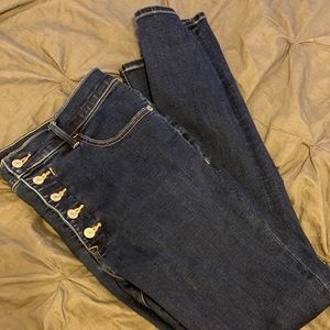 Dark denim button front jeans
